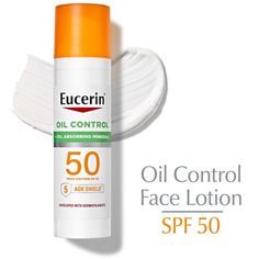 Eucerin Sun Clear Skin SPF 50 Face Sunscreen Lotion is a lightweight sunscreen for oily skin enriched with 5 antioxidants and oil-absorbing minerals for those with oily or acne-prone skin.* This Eucerin sunscreen face lotion with SPF 50 features UVA/UVB sun protection plus an Advanced Antioxidant Complex, 5 AOX Shield, and goes beyond neutralizing to also guard from free radicals and help support skin health. Easy to apply and blend in, this moisturizing sunscreen lotion provides an immediate, l Eucerin Sunscreen, Lotion With Spf, Sun Oil, Sunscreen Face, Moisturizing Sunscreen, Oily Sensitive Skin, Body Sunscreen, Sunscreen Spf 50, Sunscreen Moisturizer