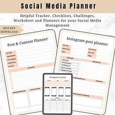 the social media planner is shown with two pages