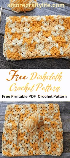 the free crochet dishcloth pattern is shown