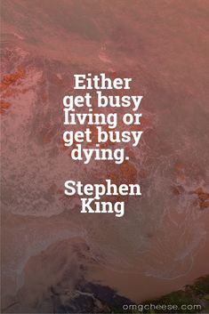 a quote that reads either get busy living or get busy dying stephen king on the ocean