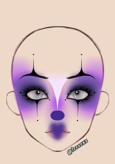 Black And Purple Clown Makeup, Clown Design Art, Purple Face Paint Ideas, How To Clown Makeup, Purple Clown Costume, Clown Makeup Purple, Fun Clown Makeup, Art The Clown Makeup