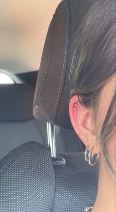 ear inspiration with silver jewelry. triple lobe piercings and double helix piercings. Lobe Piercing