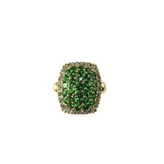 Vintage 14 Karat Yellow Gold Tsavorite Garnet And Diamond Ring Size 8 Jagi Certified- This Lovely Ring Features 29 Round Tsavorite Garnets And 24 Round Brilliant Cut Diamonds Set In 14k Yellow Gold. Top Of Ring Measures 19 Mm X 17 Mm. Shank: 3 Mm. Total Tsavorite Weight: 2.90 Ct. Total Diamond Weight: .35 Ct. Diamond Color: J-K Diamond Clarity: Vs2-Si1 Size: 11 Mm X 9 Mm Weight: 10.2 Gr./ 6.5 Dwt. Stamped: 14k Jagi Certificate Included. Very Good Condition, Professionally Polished. Will Come Packaged In A Gift Box Or Pouch (When Possible) And Will Be Shipped U.S. Priority Mail Insured. Dv032723/17kcs Garnet And Diamond Ring, Tsavorite Garnet, Gold Top, Lovely Ring, Diamond Color, Round Brilliant Cut Diamond, Diamond Clarity, Womens Jewelry Rings, Estate Jewelry