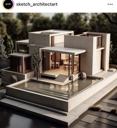 an architectural model of a modern house