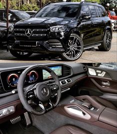 the inside and outside view of a mercedes suv