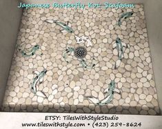 koi fish tiles, koi shaped tiles, koi floor tiles, koi mosaic tiles, koi shaped tiles, koi shower tiles, koi handmade tiles, koi decorative tiles, koi ceramic tiles, ceramic tile koi , koi stream floor, beach shower floor, beach tiles, fish tiles, beach shower design, beach tile design, shower design ideas Dog Facility, Butterfly Koi Fish, Beach Tile, Japanese Butterfly, Butterfly Koi, Shower Floors