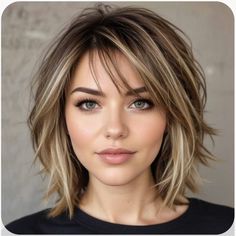 Back Of Layered Bob Haircut, Medium Hair Styles Bob, Layered Bob With Bangs Thick Hair, Short To Mid Length Hair With Layers, Above Shoulder Haircut With Bangs, Longer Bob Haircut Mid Length, Mid To Short Length Hair, Medium A Line Bob With Bangs, Layered Short Length Hair