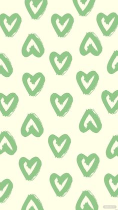 green hearts painted on a white background