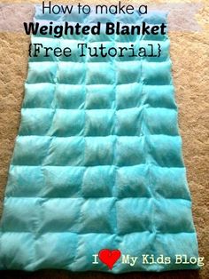 a blue blanket with the words weighted blanket free pattern on it and an image of a sleeping bag