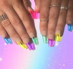 ℓιℓу вяσσкє 🔥 @blacktangledhrt 90s Nails Trends, 90s Nails, Nails Yellow, Nails Trends, S Nails, Jelly Nails, Rainbow Nails, Clear Nails, Tip Nails