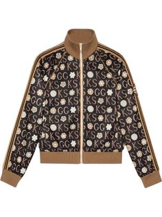 Gucci x Ken Scott zip-up Jacket - Farfetch Gucci Fabric, Ken Scott, Gucci Outfits, Black Zip Ups, Men Vintage, Jacket Brands, Cotton Polo, Gucci Men, Track Jacket