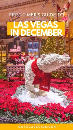 the las vegas christmas decorations are shown with text that reads first - timer's guide to las vegas in december