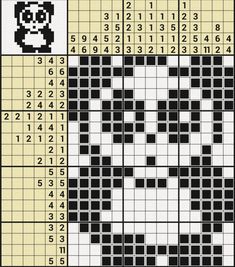 a crossword puzzle with an image of a panda bear on the top and numbers below it