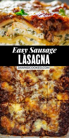 the lasagna casserole has cheese and sauce on top, and is ready to be eaten