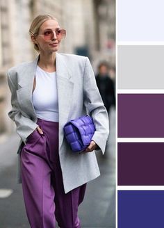 Purple Pants Outfit, Classic Fashion Looks, Trends 2025, Colour Combinations Fashion, Color Combos Outfit, Cute Work Outfits, Color Combinations For Clothes, Purple Outfits