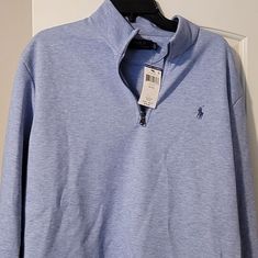 Brand New With Tags Men's Polo Ralph Lauren Half Zip Soft Knit Sweatshirt Size Xl Light Blue With Light Blue Embroidered Logo On Chest. Ralph Lauren Half Zip, Polo Ralph Lauren Hoodie, Ralph Lauren Fleece, Ralph Lauren Pullover, Polo Sweatshirt, Half Zip Sweatshirt, Hoodies Men Pullover, Knit Sweatshirt, Pullover Men