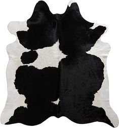 two black and white cowhide rugs on a white background