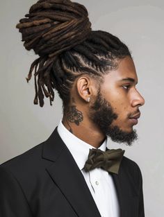 22 Top Short Dreadlock Hairstyles for Men: Modern and Traditional Looks Hairstyles For Dreads Men, Hairstyles For Dreads, Dreadlock Bun, Loc Hairstyles For Men, Dreads Men, Dread Bun