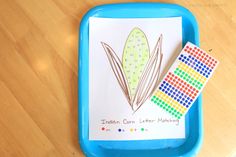 Matching Activity For Preschoolers, Thanksgiving Crafts For Toddlers, Letter Matching Activities, Activity For Preschoolers, Letter Recognition Activities, Indian Corn, Letter Matching, Matching Activity, Thanksgiving Activities