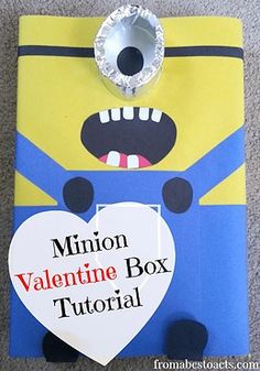 a minion valentine box with a bottle opener in the shape of a cartoon character