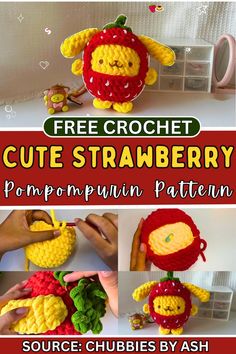 crochet cute strawberry pattern with instructions to make it