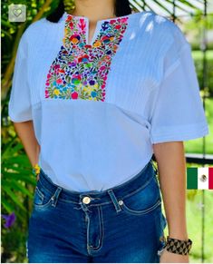 Beautiful embroidered blouse for women white color. Traditional White Embroidered Top With Geometric Embroidery, Traditional White Embroidered Top With Geometric Pattern, Traditional White Top With Geometric Embroidery, Traditional White Blouse With Geometric Embroidery, Traditional White Short Sleeve Blouse, Traditional Short Sleeve White Blouse, Traditional White Top With Embroidered Border, Folk Style White Blouse With Intricate Embroidery, Folk Style Blouse With Intricate Embroidery