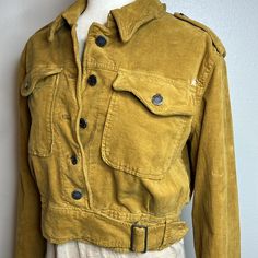 Free People Everlyn Jacket Cropped New With Tag Style #Ob825920 Button Up Belted Waist Shoulder Epaulettes Womens Size Small See Pics For Measurements Bust 42” Length 18.5” Sleeve Length 23.5” Shoulder To Shoulder 17.5” Mustard Velour Soft Festival Concert Sexy Western Moto Hipster Summer Lightweight Boho Bohemian Cottage Rodeo Spring Mustard Outerwear With Pockets, Yellow Button-up Winter Outerwear, Fall Yellow Outerwear With Pockets, Yellow Fall Outerwear With Pockets, Vintage Fitted Yellow Outerwear, Retro Fall Utility Jacket For Work, Mustard Outerwear With Pockets For Spring, Fitted Vintage Yellow Outerwear, Yellow Button-up Outerwear For Winter