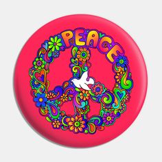 Colorful flowers and design elements in this peace symbol -- Choose from our vast selection of pins to match with your desired size to make the perfect custom pin. Pick your favorite: Movies, TV Shows, Art, and so much more! Available in small and large. Perfect to wear or to decorate your bag or backpack with. Dye Flowers, Button Design, Peace Sign, Custom Pins, Covered Buttons, Colorful Flowers, Peace Symbol, Flower Power, Design Elements