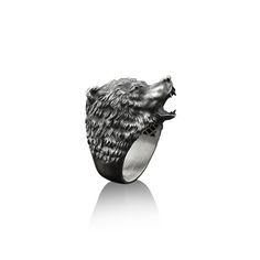 Scandinavian Bear Handmade Sterling Silver Men Biker Ring, Nordic Bear Animal Ring, Grizzly Bear Silver Men Punk Mens Jewelry, Ring For Men This lovely Bear handamde ring is perfect for daily wear. It is crafted from fine 925K silver and has the most intricate details that are sure to catch the eye of anyone who sees it. Handcrafted with love and joy, this ring will be with you for years to come, possibly even taking its place as a family heirloom for generations to come! With its detailed handm Animal Ring, Bear Animal, Classic Accessories, Biker Rings, Animal Rings, Female Male, Grizzly Bear, Ring For Men, Bear Stuffed Animal