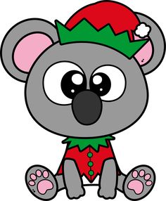 a cartoon koala bear wearing a christmas hat