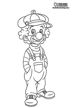 the clown from sesame's movie, it is outlined in black and white for coloring