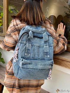 Bird in Bag - Premium Unisex Denim Backpack with Vintage Texture and Spacious Design - Ideal for Fall/Winter Fashion Trendy Cotton Backpack With Pockets, Denim Blue Backpack, Casual Denim Blue Backpack For Daily Use, Casual Denim Blue Backpack, Casual Denim Blue Standard Backpack, Denim Backpack For School, Denim Blue Cotton School Backpack, Back To School Denim Blue Backpack, Casual Cotton Student Backpack