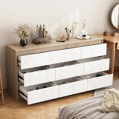 42015511707690 Dressers Modern, Dresser And Chest, Wood Dressers, Frame Flowers, Floor Wood, Large Dresser, Long Dresser, Esthetician Room, Dresser For Bedroom