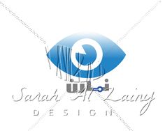 the logo for an art studio with blue and white letters, which appear to be made from