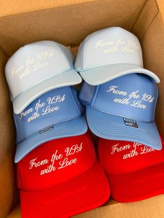 From the USA with love! The perfect hat to rock all summer long! Trucker Hat Wedding Reception, Wedding Trucker Hats, Erin Core, Wedding Hats For Guests, Organizing Tools, Bach Weekend, Girl Hats, Wardrobe Goals, Brunch Dress