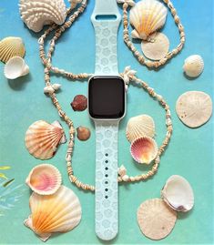 *Your engraved Apple Watch Band is handmade and therefore unique and one of a kind! *Color in photo: Sea Foam *Watch Size: Compatible with 38mm, 40mm, 41mm, 42mm, 44mm, 45mm watch sizes. *Watch Band Lengths: 38-41mm - Small/Medium fits wrist circumference 5.1-7.1 inches (130-180 mm) - Medium/Large fits wrist circumference 5.9-7.9 inches (150-200 mm) 42-45mm - Small/Medium fits wrist circumference 5.5-7.3 inches (140-185 mm) - Medium/Large fits wrist circumference 6.3-8.3 inches (160-210 mm) *Wat Preppy Apple Watch Bands, Kids Christmas List, Cute Apple Watch Bands, Photo Sea, Summer Necessities, Dream Phone, Cute Backgrounds For Iphone, Beachy Aesthetic, Best Apple Watch