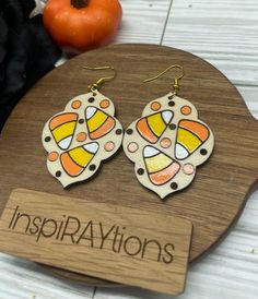 Cute and light 2 inches long Hand Painted Wood, Wood Earrings, Painted Wood, Candy Corn, Painting On Wood, Corn, Jewelry Earrings Dangle, Etsy Earrings, Dangle Drop Earrings