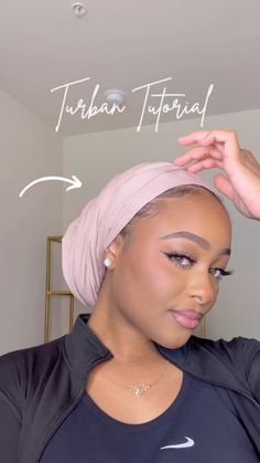 Low Bun Hijab, Jersey Scarf Hijab Styles, Jersey Scarf Styles, Turban Hijab Outfit, Outfits With Headwraps, Turban Hijab Tutorial, Hijabi Turban, Hair Turban Tutorial