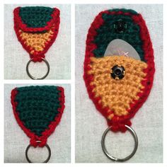 crocheted key fobs made to look like christmas ornaments