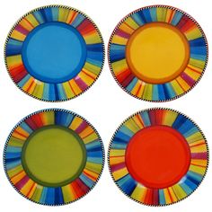 28041SET4 Dining & Entertaining/Dinnerware/Salad Plates Colorful Dinner, Southwest Kitchen, Dinner Ware, Bean Pot, Ceramic Dinnerware, Bowl Designs, Dinner Plate Sets, Dessert Bowls, Salad Plate