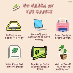 an info sheet describing how to use green at the office