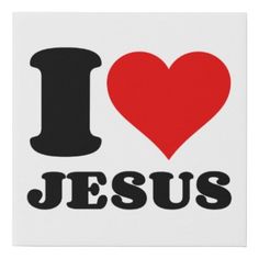 i love jesus with the word in black and red on a white background canvas print