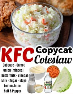 an advertisement for kfc copycat coleslaw