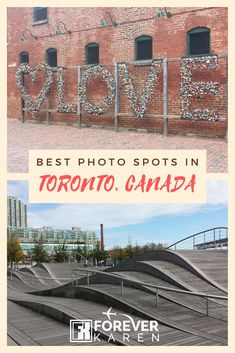 the words best photo spots in toronto canada are made out of small hearts and flowers