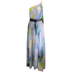 Description: Leo Lin Blue / Green Multi Willow Print Adriana One Shoulder Maxi Dress. Style Number Llre23062. Condition: Never Worn, With Tag Fabric Content: Main - 100% Silk / Lining - 100% Nylon Care: Dry Clean Only / Do Not Wash / Do Not Bleach / Iron On Reverse (Low) / Handle With Care Country Of Origin: Imported Closure / Opening: N/A Size: Us 2 / Au 6 (See Measurements) Measurements: Bust 18" Waist 13.5" Length 63" Hip 20.5" Color: Blue Material: Silk Category: Clothing Subcategory: Dresse Blue Floral Print Maxi Dress For Cocktail, Leo Lin, One Shoulder Maxi Dress, Colorful Dresses, Blue Green, One Shoulder, Color Blue, Dry Clean, Maxi Dress