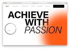 an orange and white website with the words achieve with passion