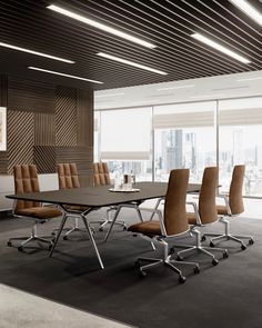 a conference room with chairs and a table in front of a large window that reads news orgatec 2018