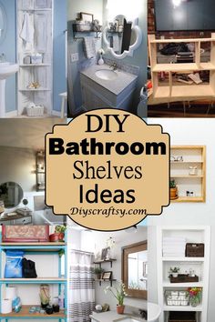 DIY Bathroom Shelves Ideas Diy Toilet Shelves, Open Bathroom Cabinet Ideas, Bathroom Shelving Ideas For Towels, Easy Bathroom Shelves Diy, Diy Bathroom Shelves Small Spaces, Diy Bathroom Cabinet Storage, Shelving Ideas For Small Bathrooms, Bathroom Cubby Shelves, Open Shelving In Bathroom