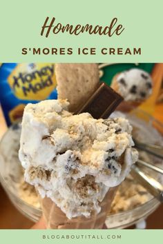 homemade s'mores ice cream in a glass bowl