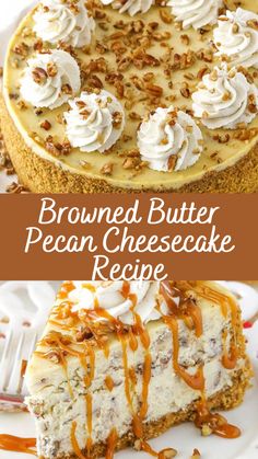 Browned Butter Pecan Cheesecake Recipe | Cheff Recipes Browned Butter Pecan Cheesecake, Maple Bacon Bourbon Cheesecake, Brown Butter Pecan Cheesecake, Brown Butter Cheesecake Recipes, Butter Pecan Desserts, Speciality Cheesecakes, Fancy Cheesecake Recipes, Heath Bar Cheesecake Recipe, Auction Desserts